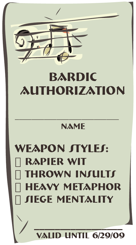 Bardic Authorization Card